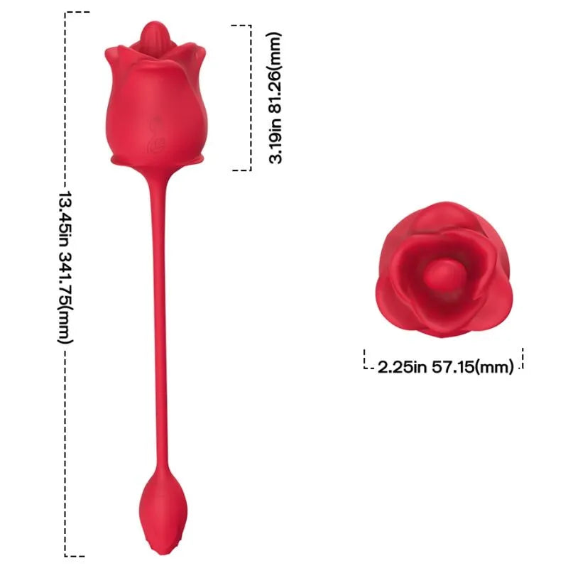 Appareil d'aspiration clitoridienne rouge en silicone, forme ergonomique de rose, étanche, rechargeable, 10 modes.
