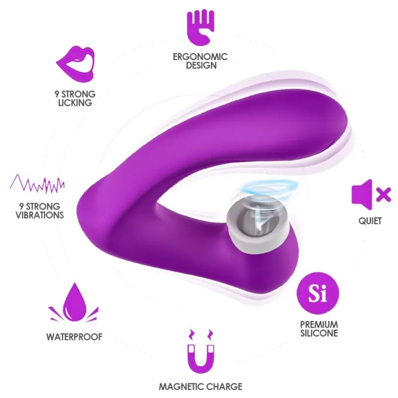 Appareil aspiration clitoridienne violet, silicone médical, étanche, rechargeable, design ergonomique, fonctionnalités ava...