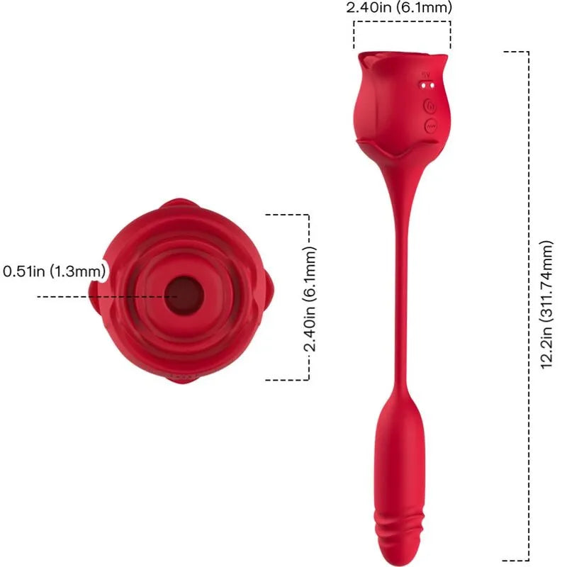 Appareil aspiration clitoridienne rouge, silicone médical, forme ergonomique, 9 modes vibration et aspiration, étanche.