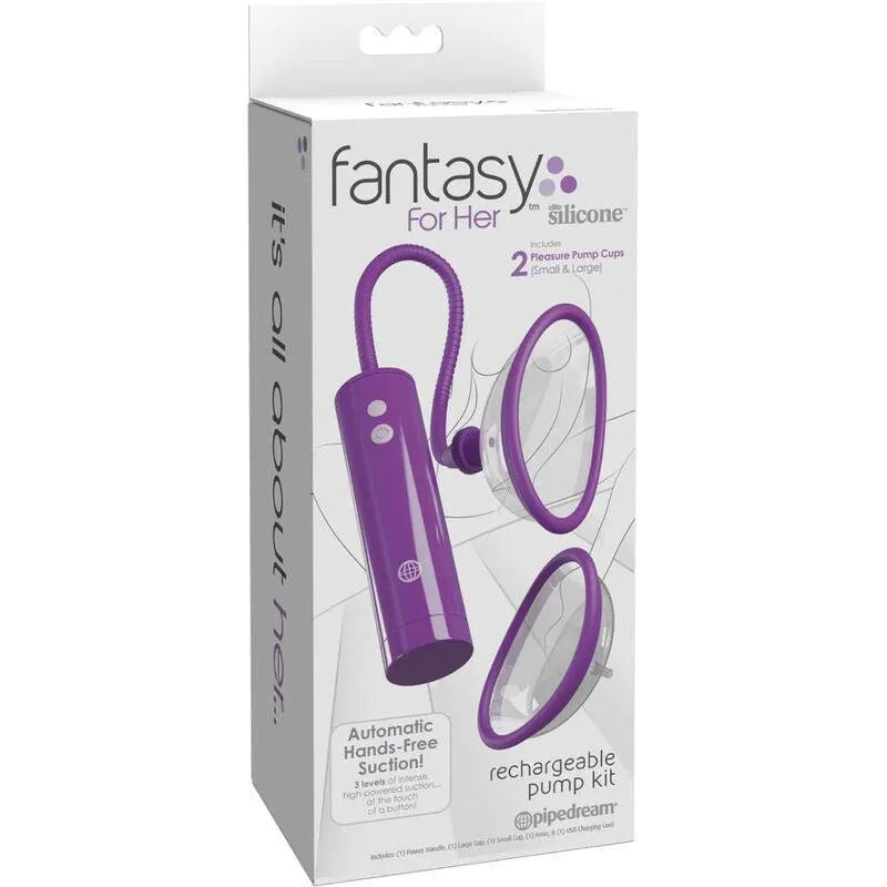 Aspirateur intime violet en silicone avec deux bonnets hermétiques, rechargeable, pour stimulation clitoridienne discrète.