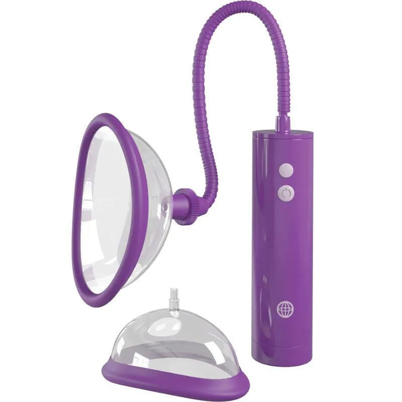 Aspirateur intime violet avec bonnets hermétiques transparents, silicone rechargeable, trois vitesses, stimulation clitoris.