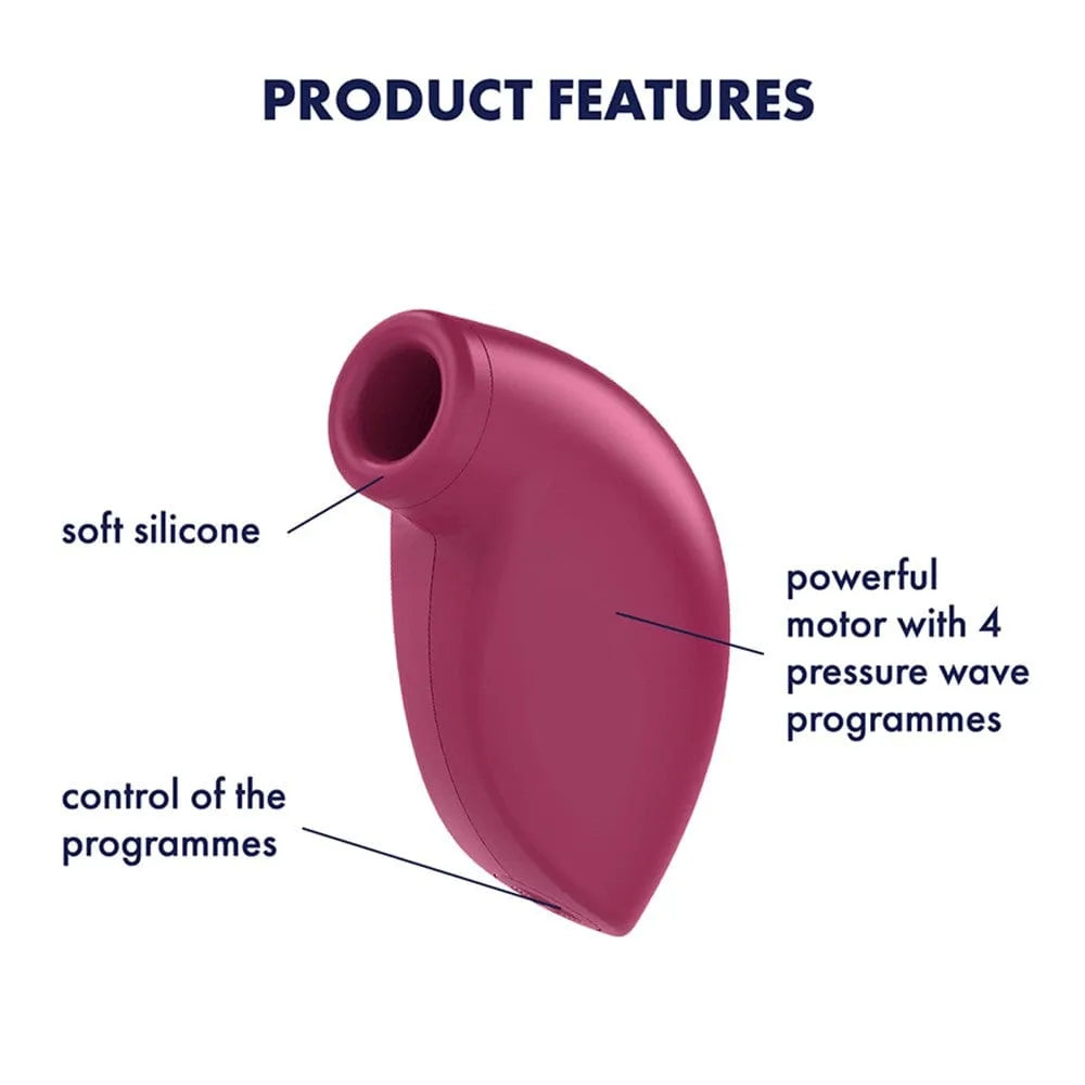 Stimulateur clitoridien rose en silicone, forme ergonomique, 4 fréquences, 90 min d'autonomie, Satisfyer One Shot.