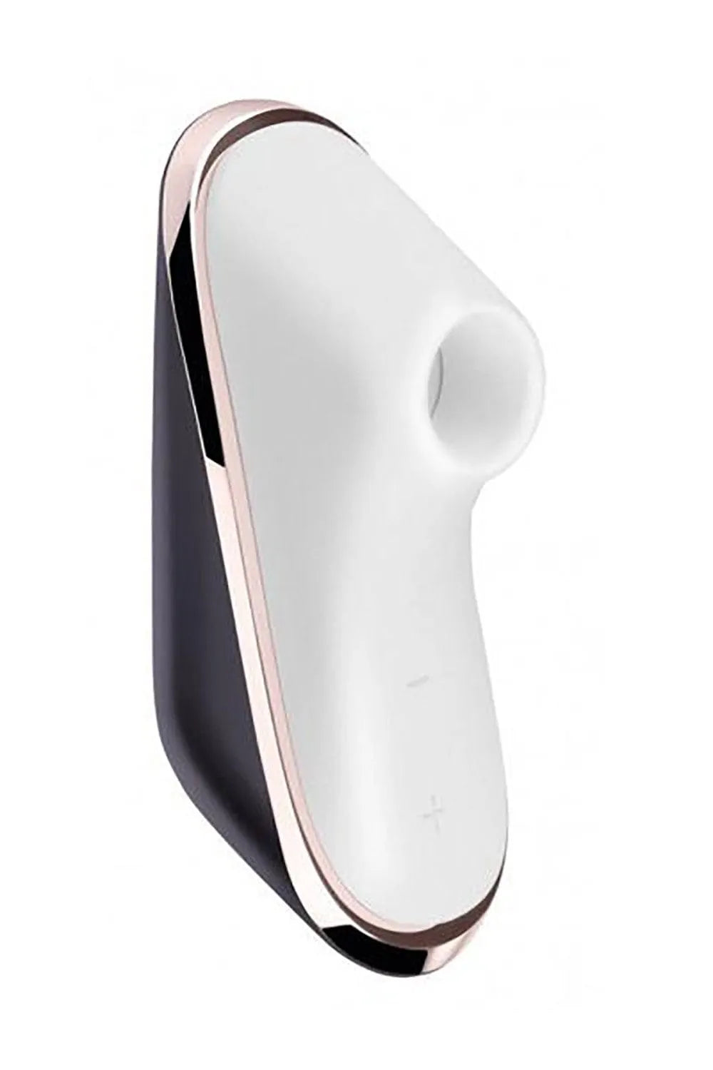 Stimulateur clitoridien blanc et noir, compact et élégant, avec technologie Air Pulse pour sensations intenses.
