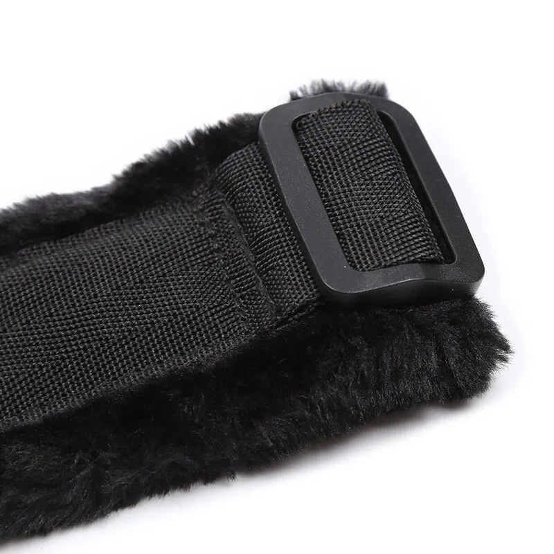 Attaches poignets noires doublées fourrure, ajustables, confortables, luxe, nylon velours hypoallergénique, débutants expe...