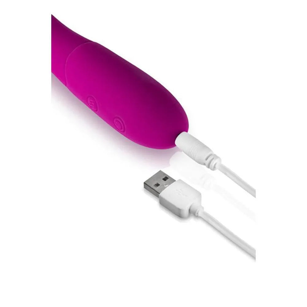 Vibromasseur rose rechargeable USB, tête large, silicone sans phtalate, design élégant, stimulation point G et clitoris.