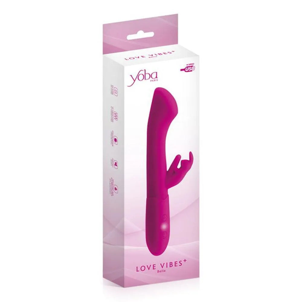 Vibromasseur rabbit rose rechargeable USB, tête large pour point G, stimulateur clitoridien en silicone sans phtalate.