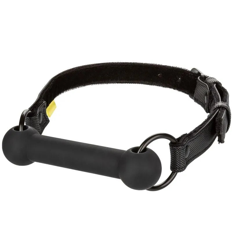 bâillon barre silicone réglable protection dents cuir végétalien doublure douce rembourrage moelleux boucles réglables doubles coutures durable texturé sans goût
