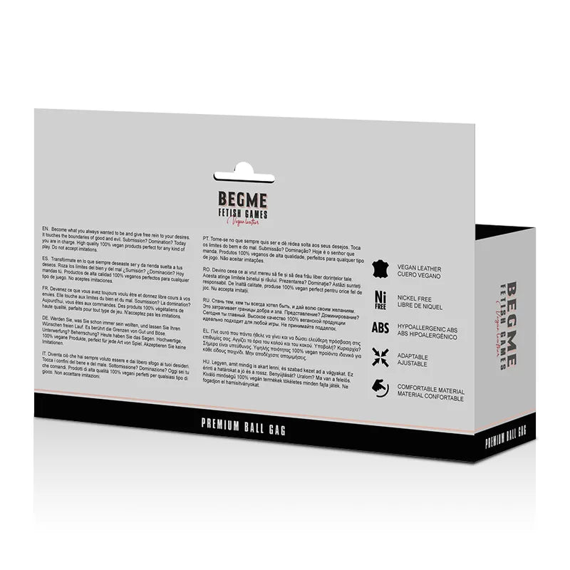 Bâillon BDSM rouge en cuir vegan, quatre trous, serre-tête néoprène ajustable, métal sans nickel, écologique et confortable.