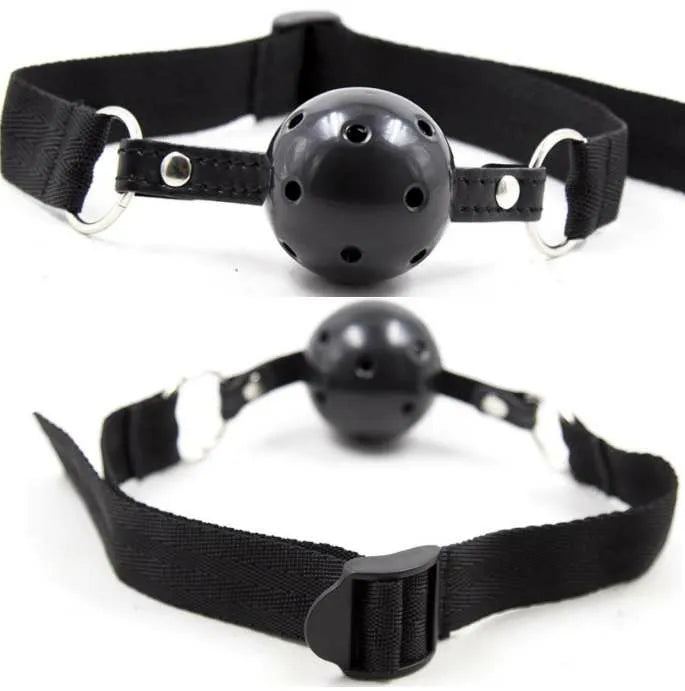 bâillon boule respirant BDSM noir confortable sécurisé réglable bretelles tissu robuste sans phtalates diamètre45mm ajustementuniversel maintienoral plaisirfétichiste finitionélégante marqueOHMAMA