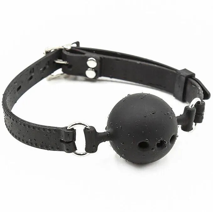 Bâillon silicone hypoallergénique Ohmama ergonomique respiratoire réglable boule diamètre 51mm tailleL sans phtalates sécurité confort durable maintien discret