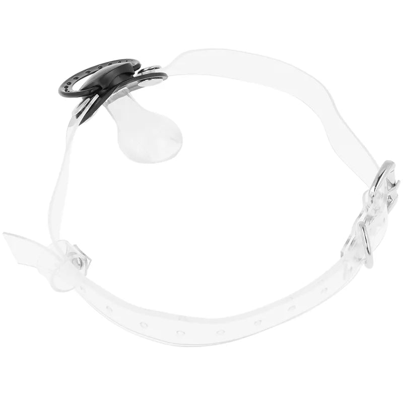 Bâillon Factice Transparent Sans Phtalates Bretelles Réglables Plastique Sucette Noire Longueur Ajustable Confortable Discret Moderne Sécurisé Hypoallergénique Durable