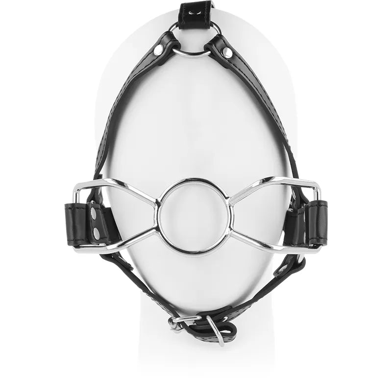 bâillon harnais bdsm acier inoxydable tête noir réglable sangle maintien sécurisé confort robuste durable sensations fétichiste exploration ohmama
