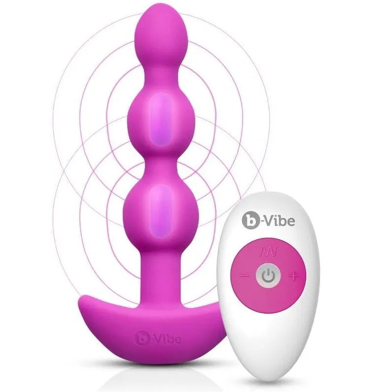 Plug anal violet en silicone avec télécommande blanche, deux moteurs, 6 niveaux d'intensité, 15 modes de vibration.