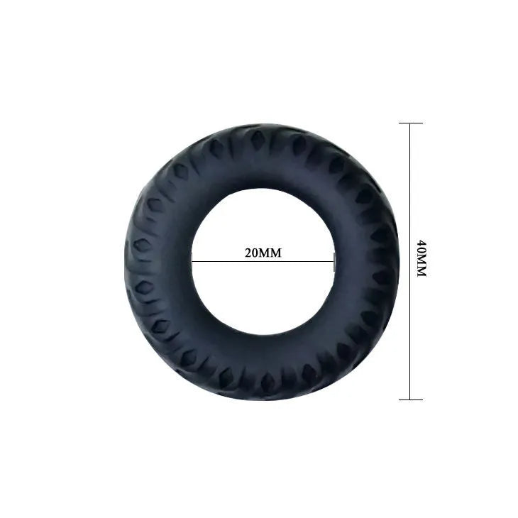 Bague de serrage silicone noire, flexible, diamètre 20mm, submersible, hypoallergénique, retardateur d'éjaculation.