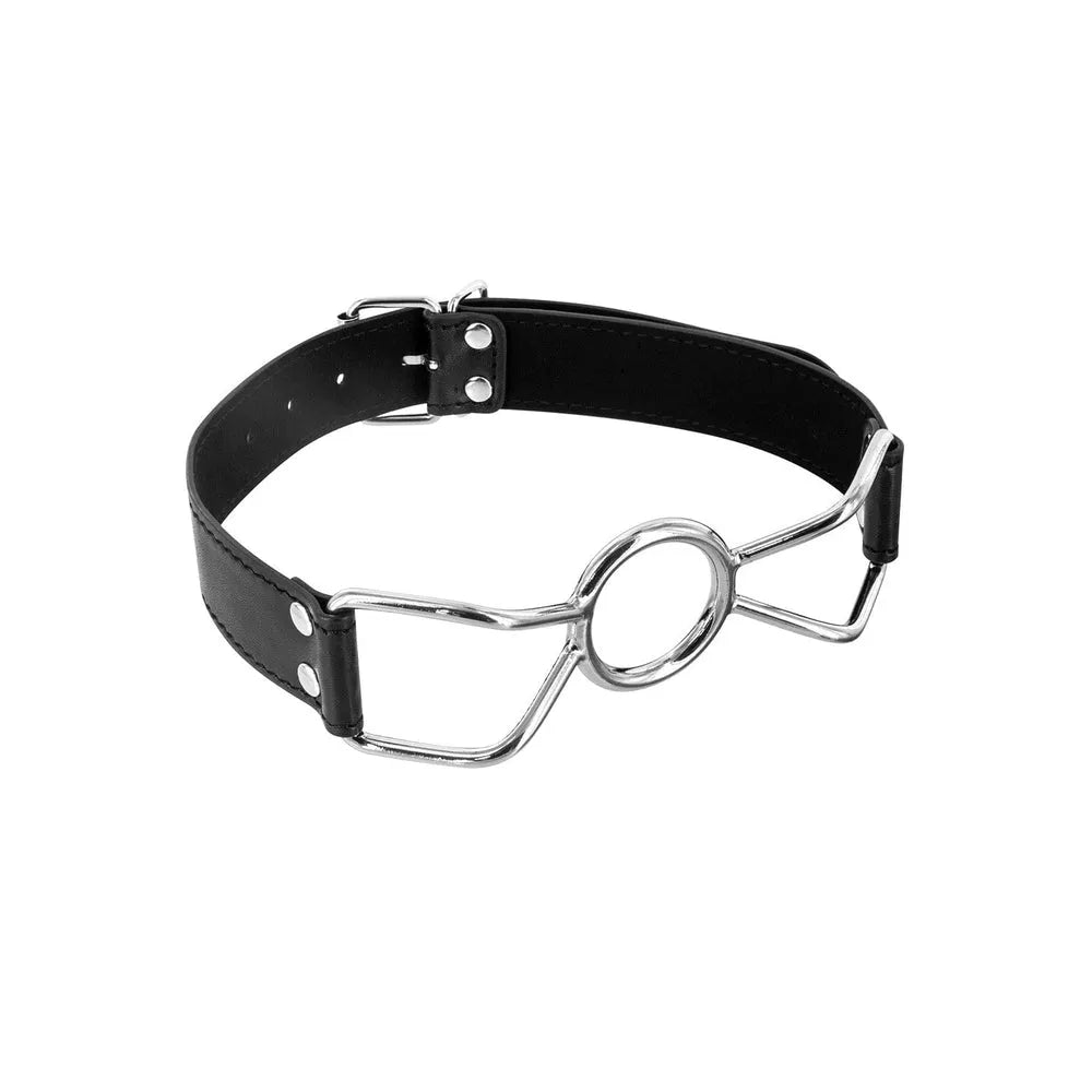 baillon araignée réglable tour tête fermeture ceinture polyuréthane métal maintien bouche ouverte insertion godemichet taille ajustable bdsm bondage