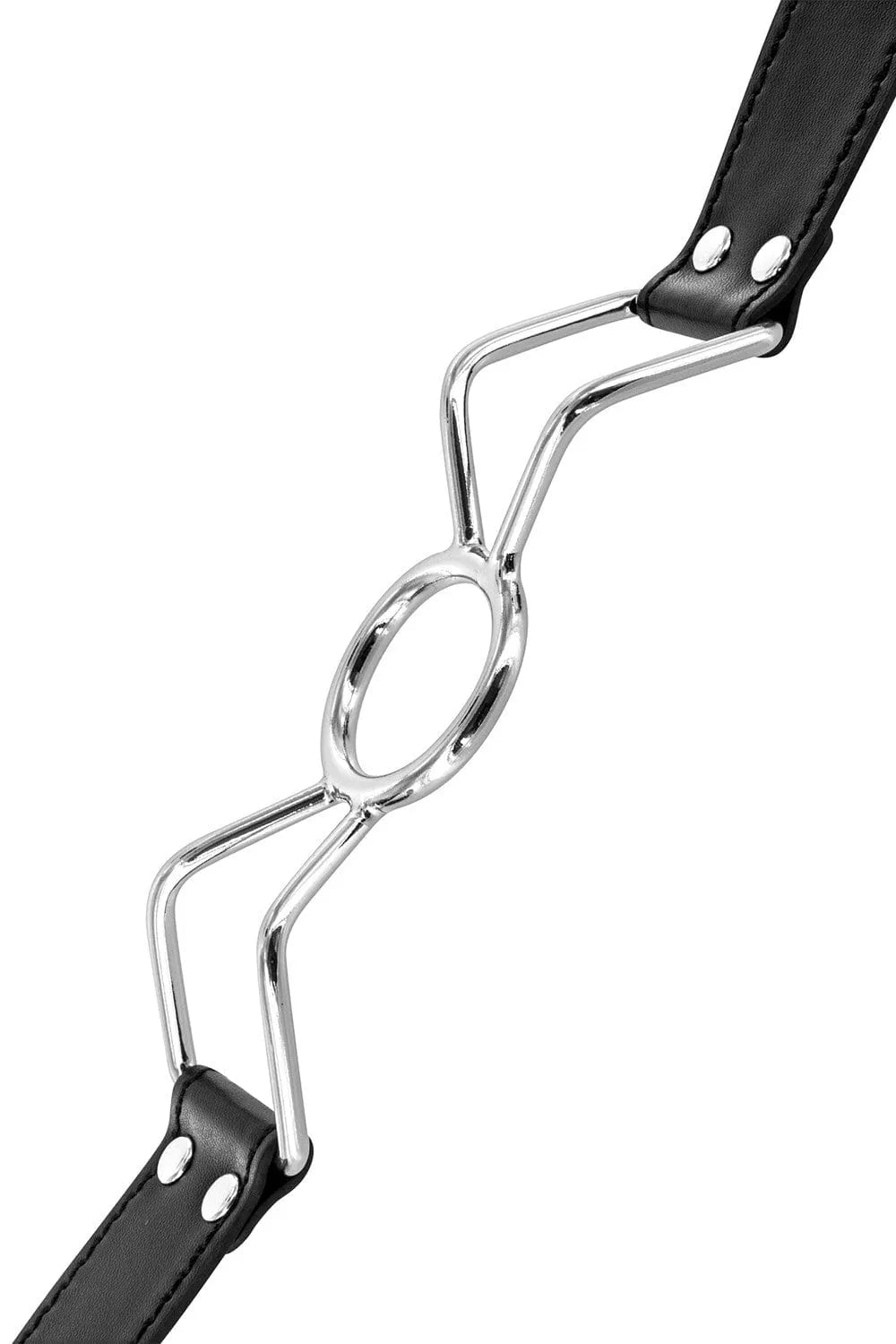 Baillon araignée réglable noir en polyuréthane et métal, maintien bouche ouverte, taille ajustable 40-56 cm, BDSM.
