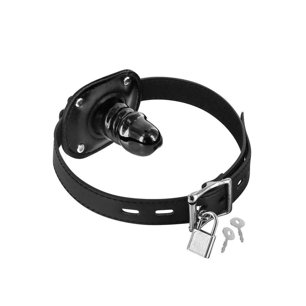 Bâillon SM réglable circonférence 40 59 cm cadenas clés fournies mini gode entrant remplacement boule traditionnelle TPR sans phtalates