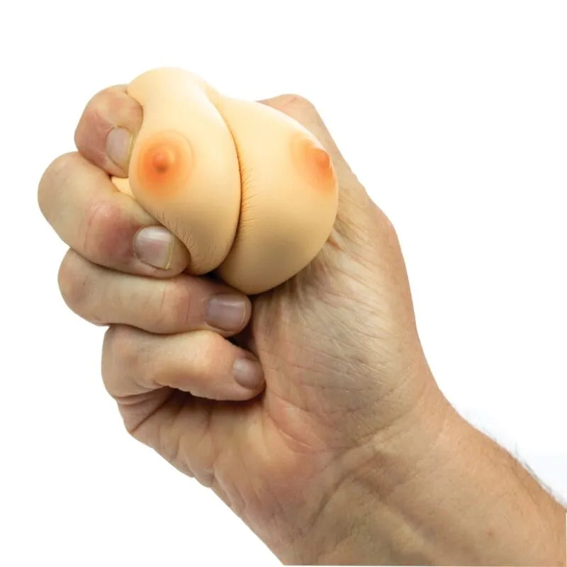 Balle anti-stress en silicone douce, forme anatomique de sein, couleur chair, tenue en main pour soulagement du stress.