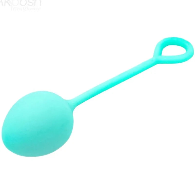 Balle de Geisha verte en silicone lisse, forme sphérique avec poignée ergonomique, pour renforcement pelvien.