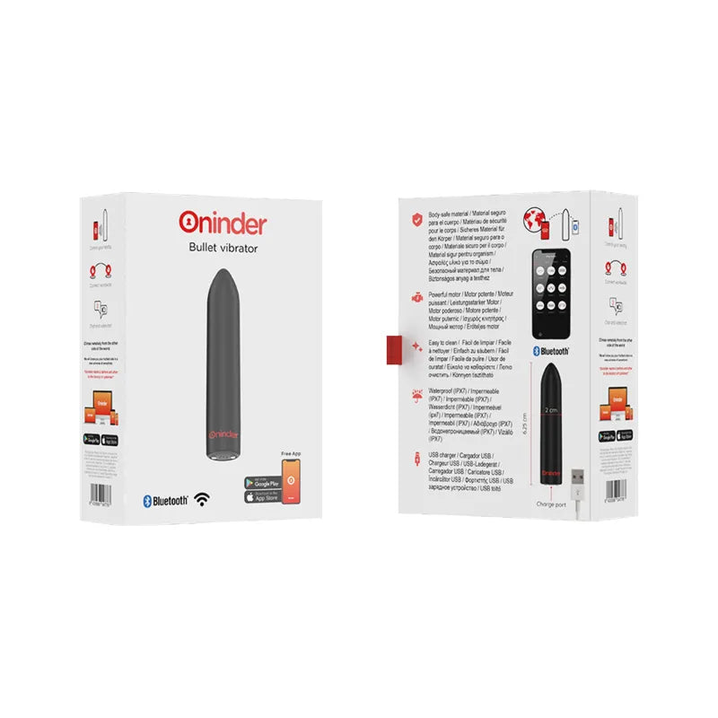 Balle vibrante noire étanche Oninder, compacte, silicone médical, contrôlable Bluetooth, neuf modes, rechargeable, IPX7.