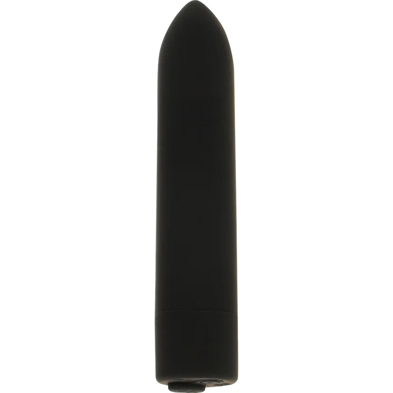 Balle vibrante noire en silicone, compacte et ergonomique, avec 10 modes de vibration, rechargeable et discrète.
