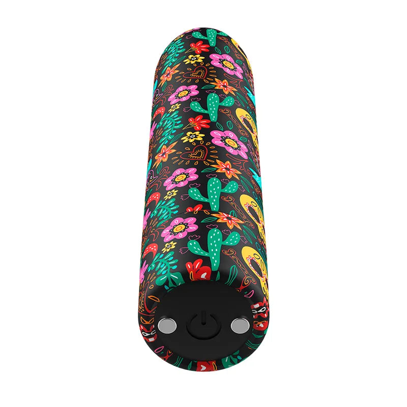 Balle vibrante compacte en silicone colorée, motifs floraux, étanche, 10 fonctions, charge magnétique rapide.