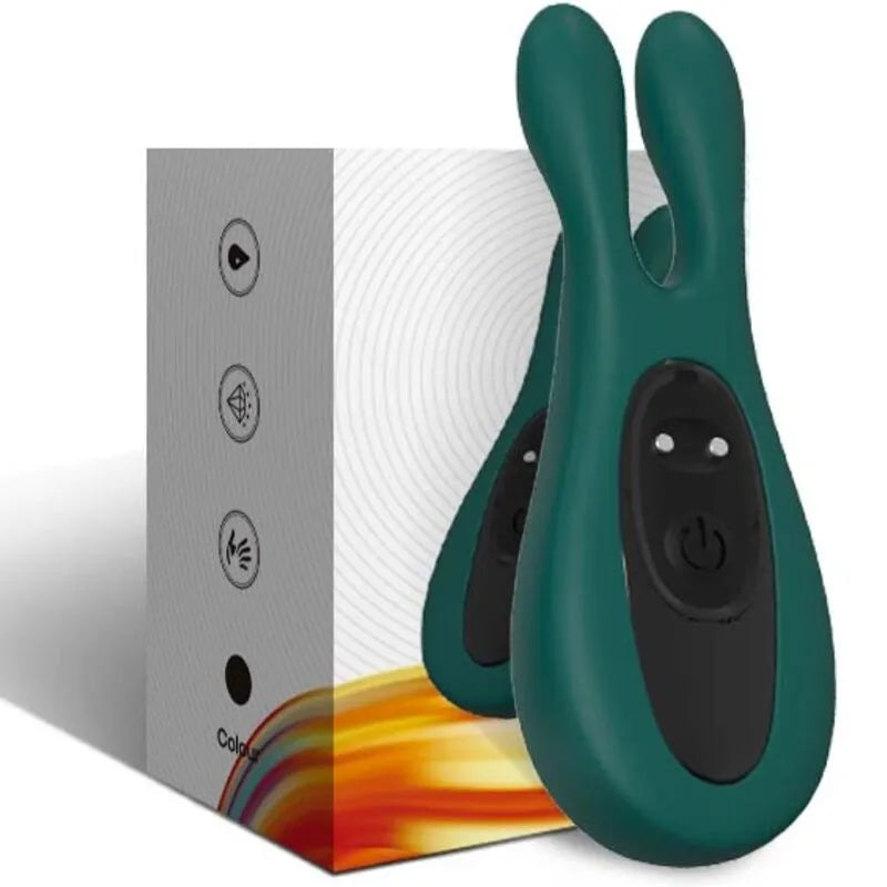 Balle vibrante en silicone vert, forme ergonomique, étanche, avec boîte, 9 modes de vibration pour plaisir intime.