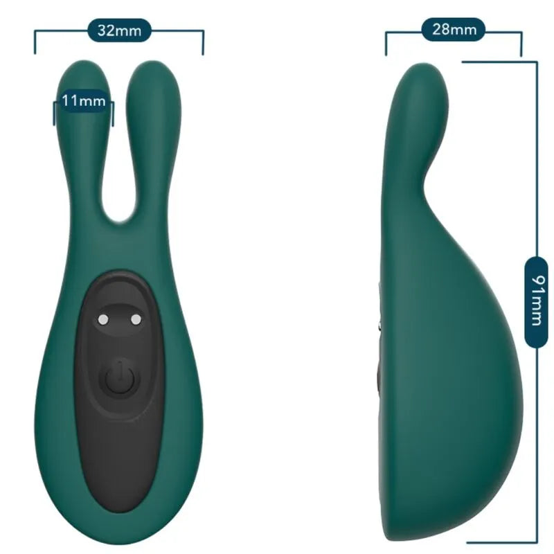 Balle vibrante verte en silicone médical, étanche, compacte, avec boutons de commande, 9 modes de vibration.