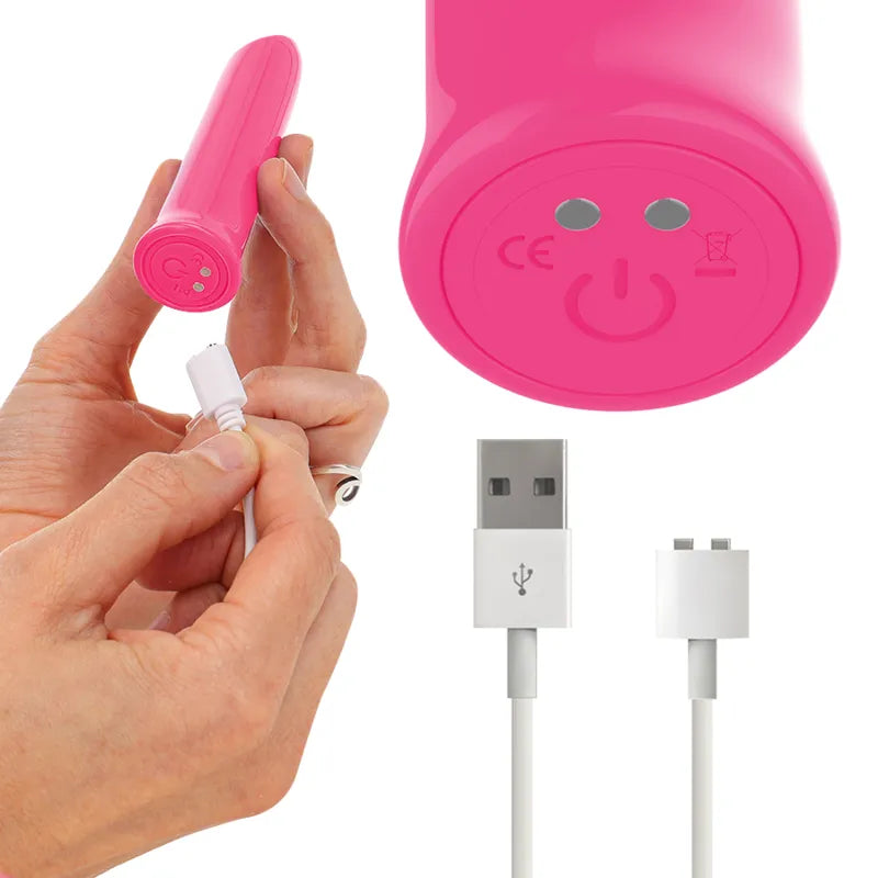 Balle vibrante violette en silicone médicale, compacte, étanche, avec câble de recharge magnétique, idéale pour baignoire.