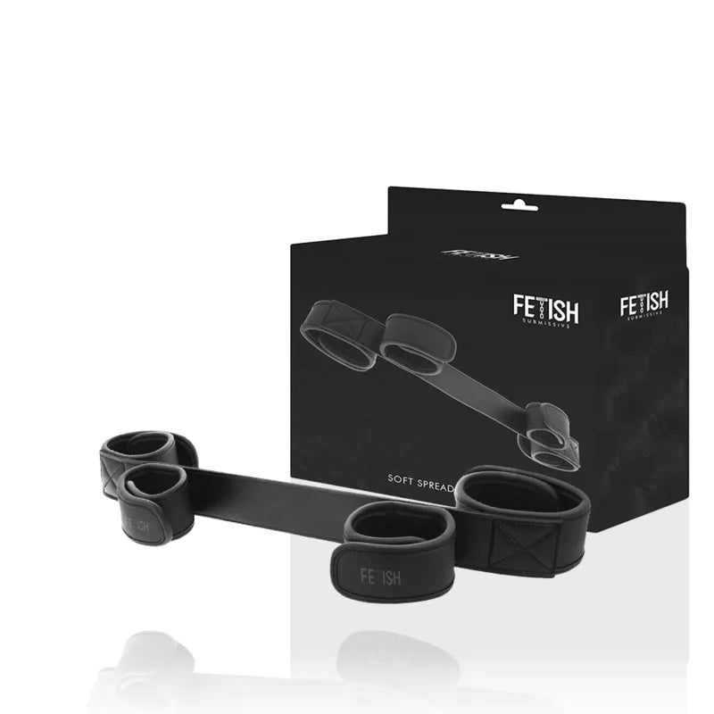 barre écartement bdsm néoprène cuir vegan rembourré confortable durable velcro ajustable maintien poignets chevilles sécurisant pratique antidérapant résistant