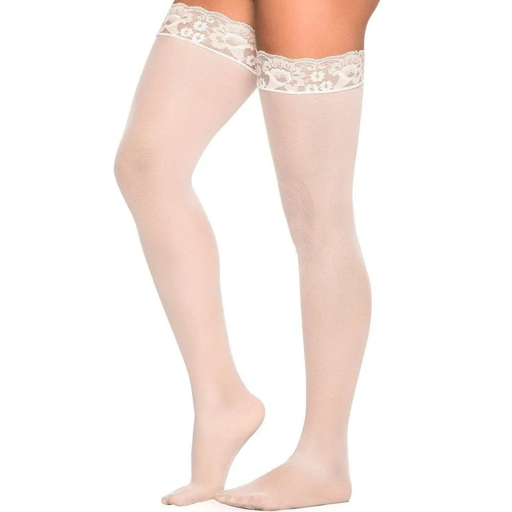 bas autofixants femme nylon opaques fins délicats jarretière dentelle silicone intérieur maintien cuisse confort élégants sophistiqués soirée tailles disponibles