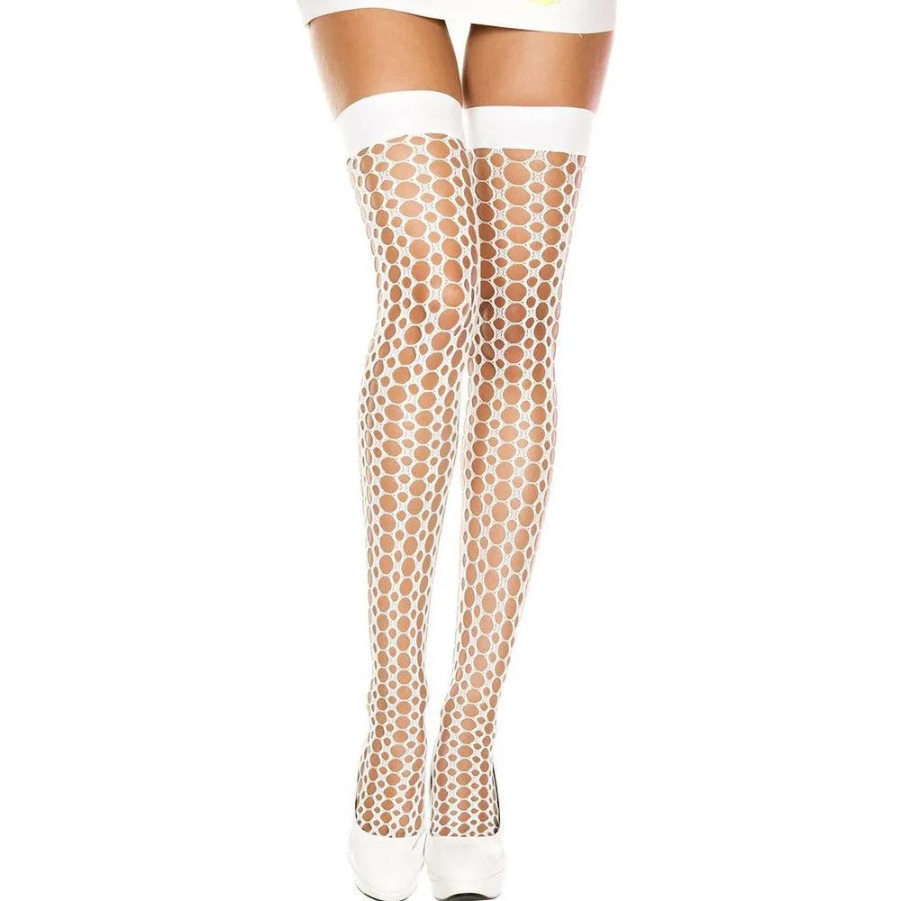 bas blanc sexy femme nylon élasthanne extensible confortable coupe parfaite motifs géométriques fantaisie glamour sophistiqué maintien transparent sensuel