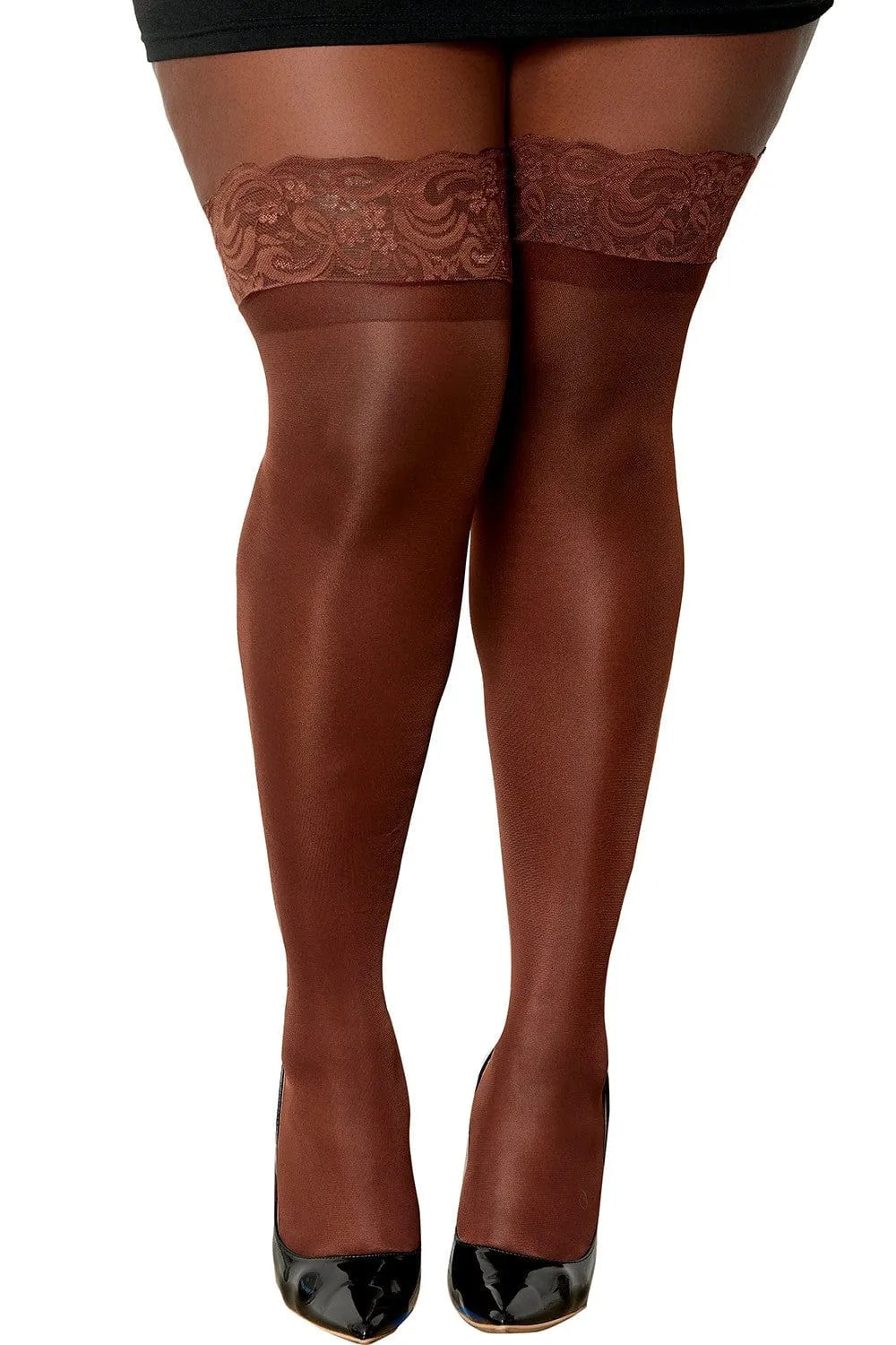 Bas Résille Grande Taille Maintien Silicone Bandes Dentelle Élastiques Confort Élégance Séduisant Résistant Extensible Durable Lavable Main Nylon Élasthanne