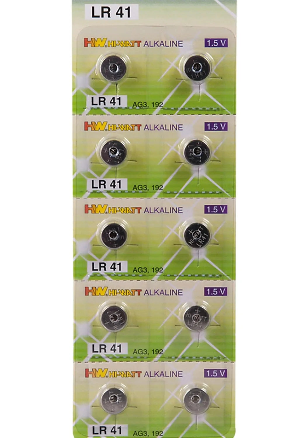 Boîte de 10 piles bouton LR41 alcalines, emballage vert, puissance fiable pour montres et calculatrices.