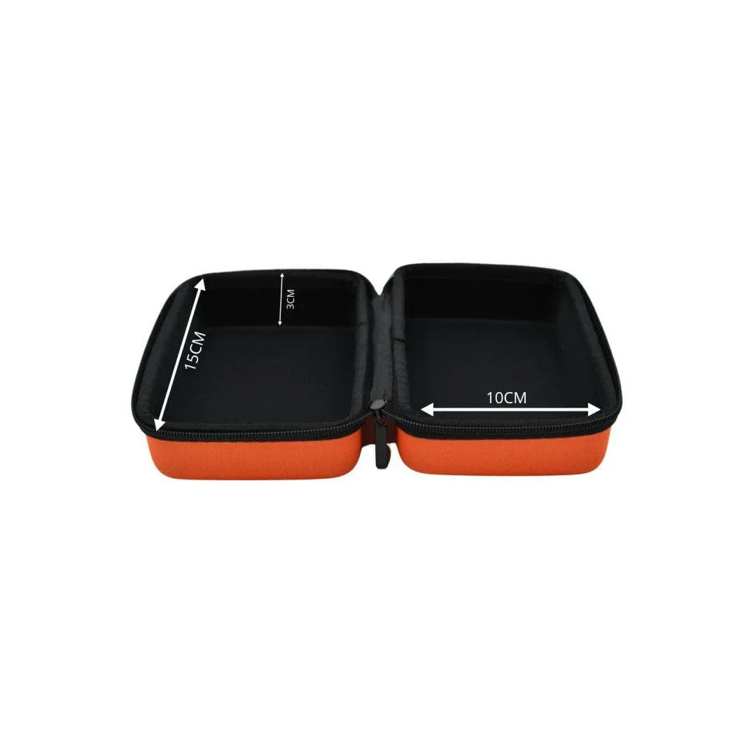 boîte rangement coquée orange polyester 15cm compacte résistante légère design protectrice universelle bureau maison voyage accessoires