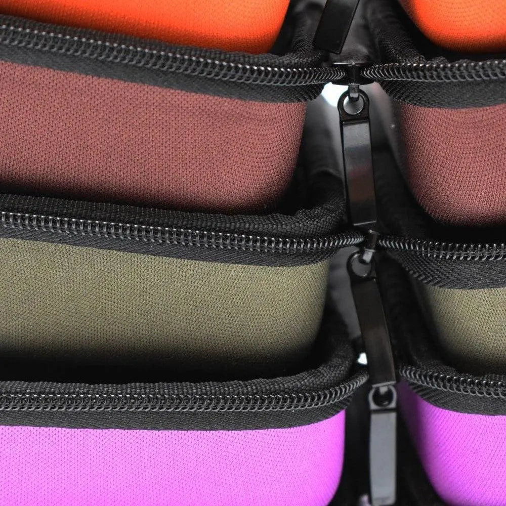 Boîte de rangement compacte kaki en polyester, fermeture zippée, idéale pour accessoires, cosmétiques, bureau, voyage.