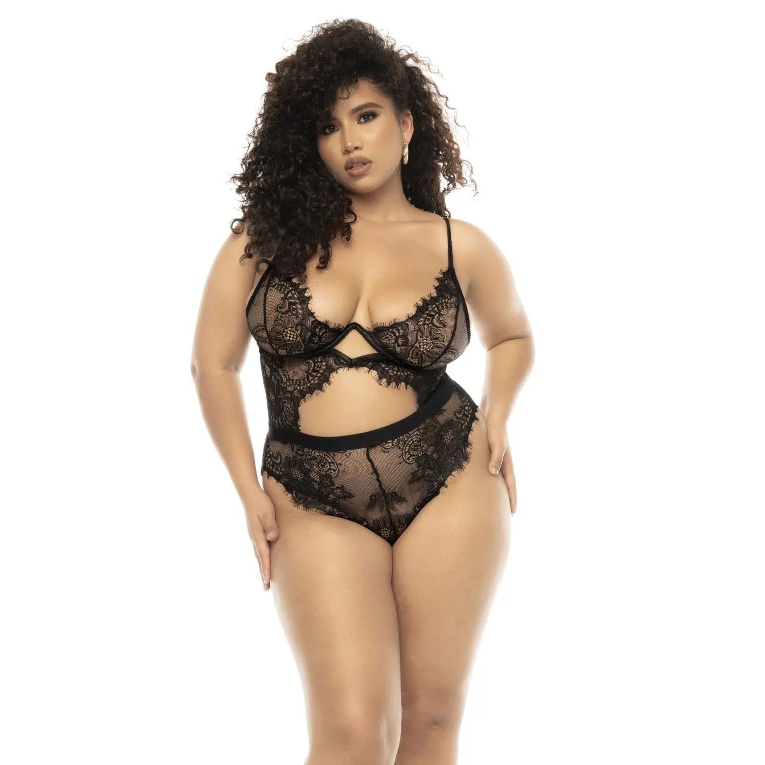 Body Grande Taille Dentelle Florale Noire Armatures Intégrées Bretelles Réglables Fermeture Crochet Œillet Polyamide Douceur Confort Soutien Sensualité Élégance Mapalé