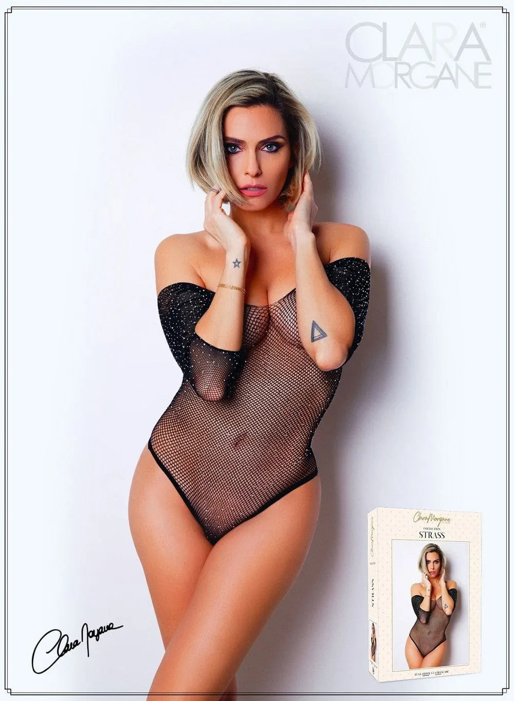 Body transparent noir manches 3/4 épaules dénudées, effet seconde peau, élégant et sensuel, style Clara Morgane.
