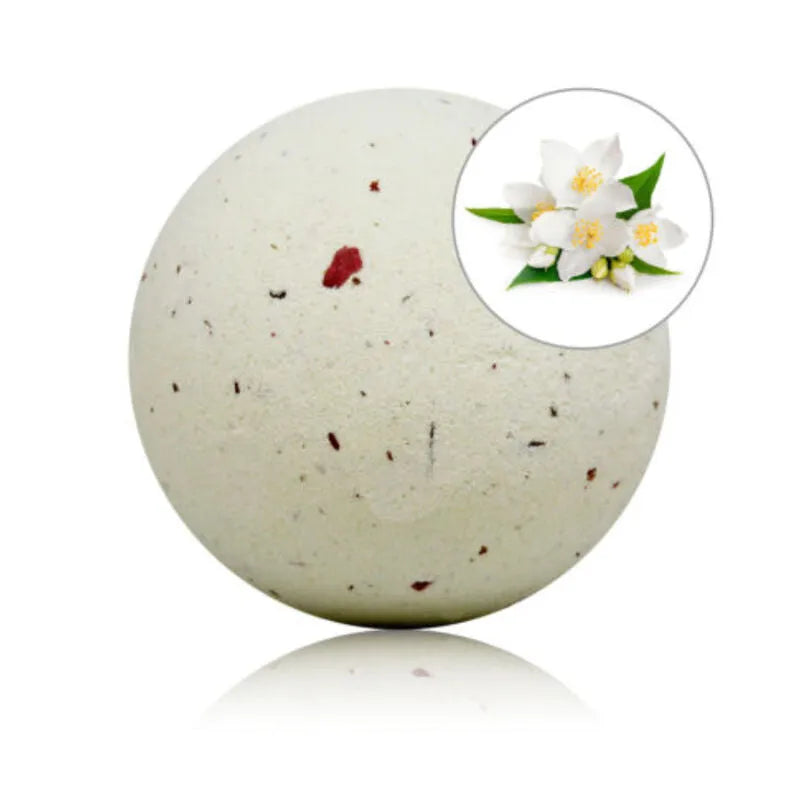 bombe bain relaxante jasmin pétales rose 140g parfum enivrant sucré caramélisé hydrate adoucit tonifie peau veloutée spa domicile