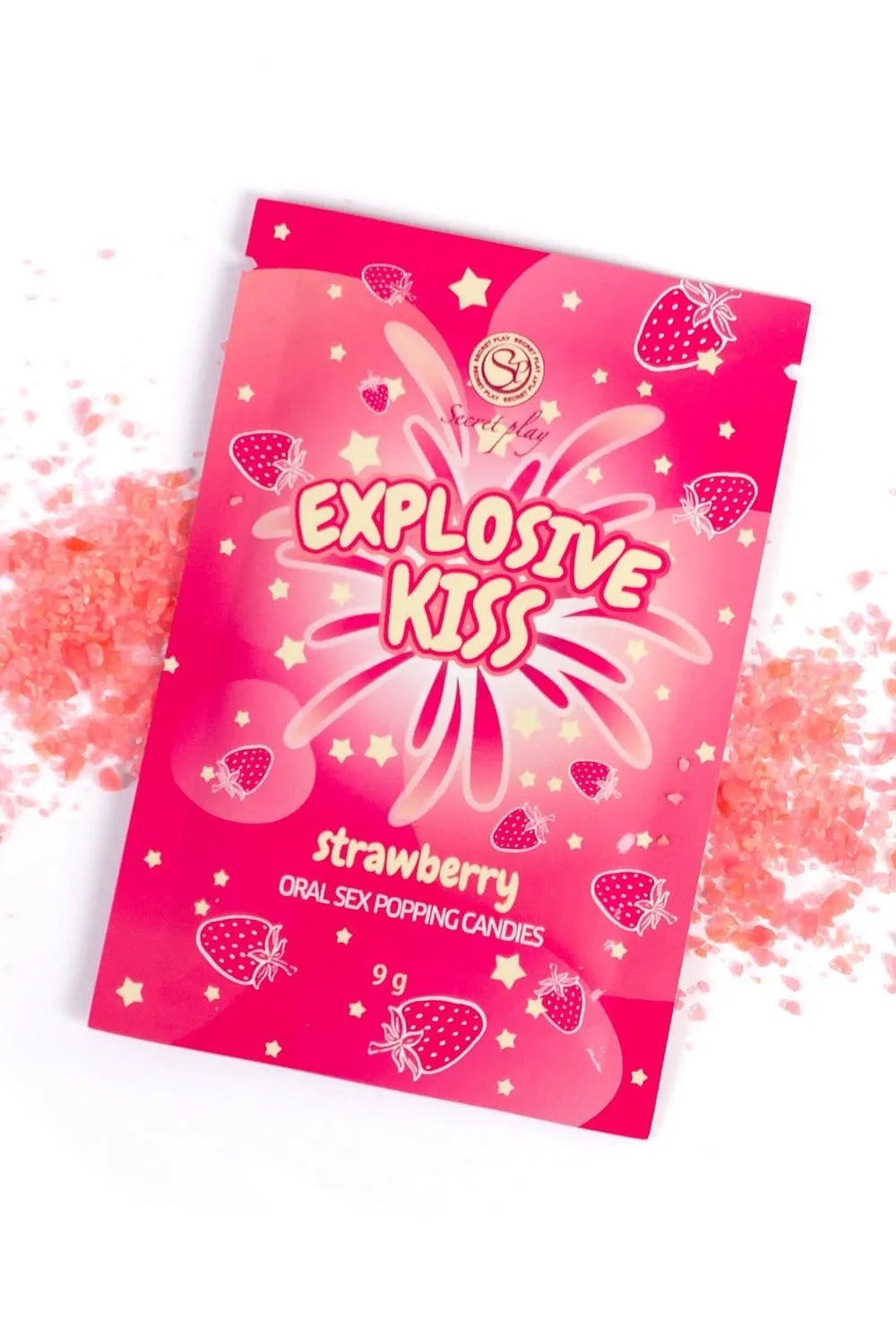 Bonbons Pétillants Fraise Effervescents Comestibles Sensuels Sucrés Aromatiques Ludiques Stimulants Intimes Goût Intense Discrets Emballage Pratique Portion Individuelle