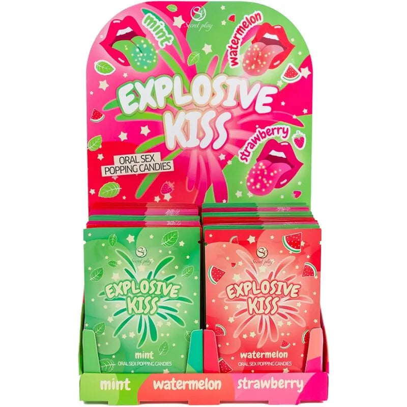 bonbons pétillants érotiques sensations orales explosives effervescence bulles saveurs fraise pastèque menthe sachets individuels hygiéniques comestibles discrets lot format