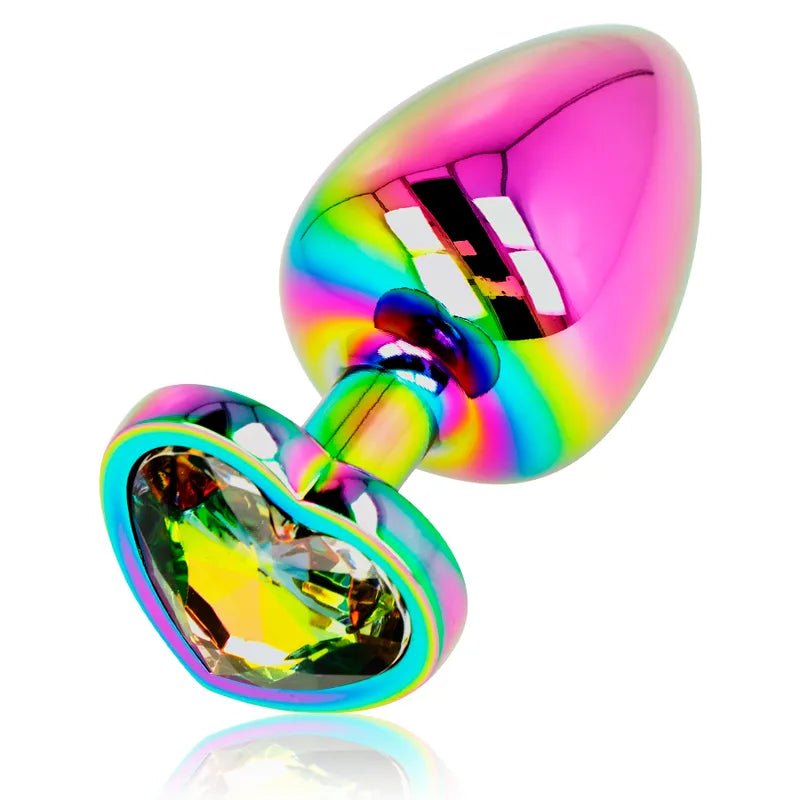 bouchon anal métal irisé ergonomique confortable élégant compatible lubrifiants hygiénique scellé taille modérée insertion facile stimulation agréable haute qualité