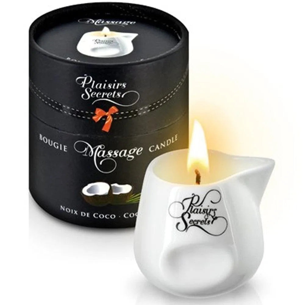 bougie massage coco exotique parfumée cire végétale naturelle soyeuse tiède sensuelle relaxante pot céramique bec verseur 80ml portable recyclable française