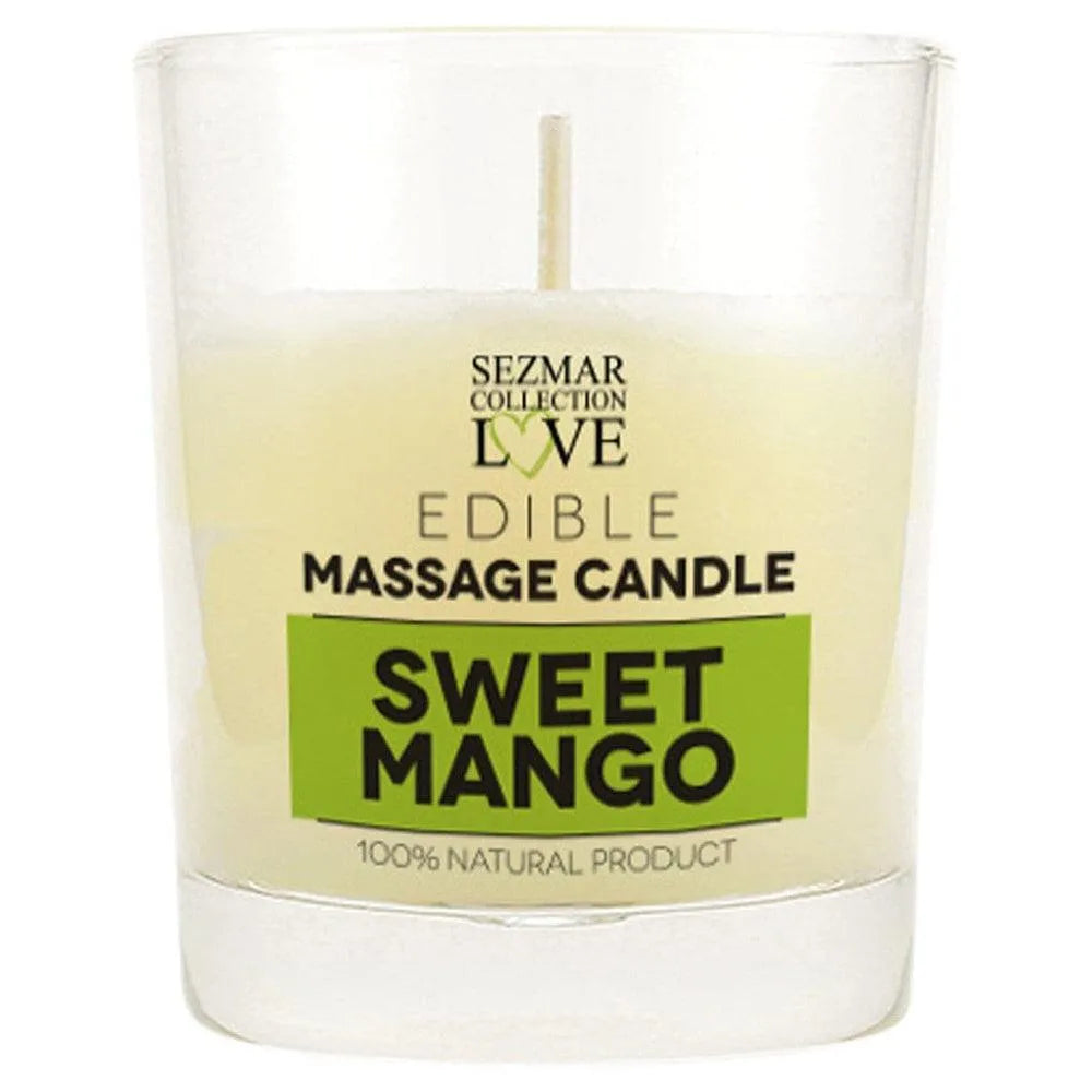 bougie massage mangue parfumée gourmande sensuelle relaxante apaisante naturelle nourrissante soyeuse beurre cacao karité huile sésame cire abeille pot céramique