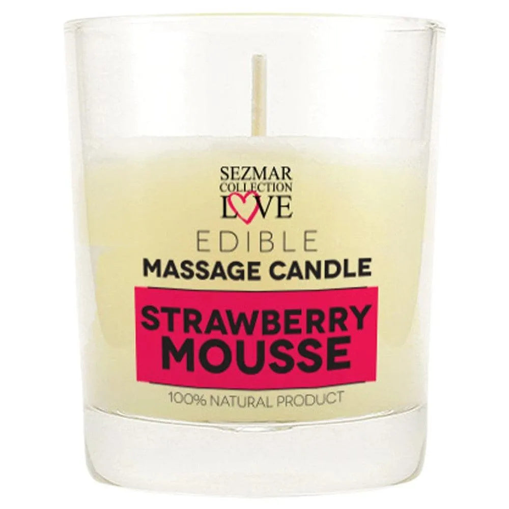 bougie massage naturelle senteur mousse fraise huile fondante gourmande cacao karité sésame cire abeille sensualité intime 100ml