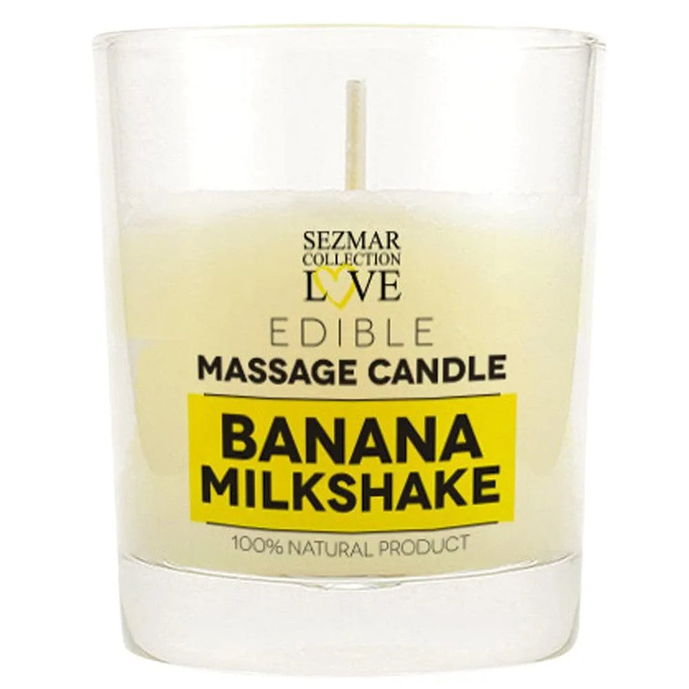 bougie massage parfumée milkshake banane gourmande envoûtante estivale onctueuse nourrissante beurre cacao karité huile sésame cire abeille sensorielle