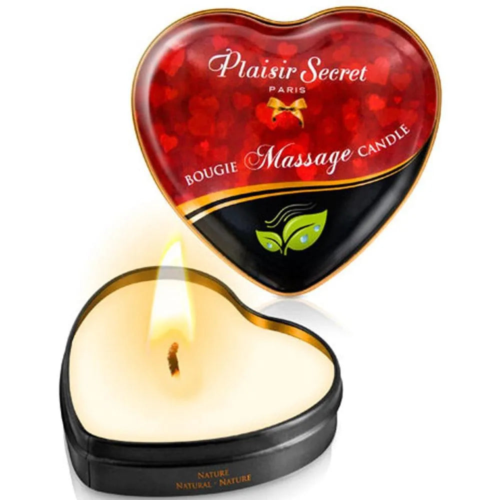 bougie massage érotique naturelle cire huile sensuelle fondue chaude peau douce romantique cœur métallique compacte cadeau intime relaxante trentecinqmillilitres