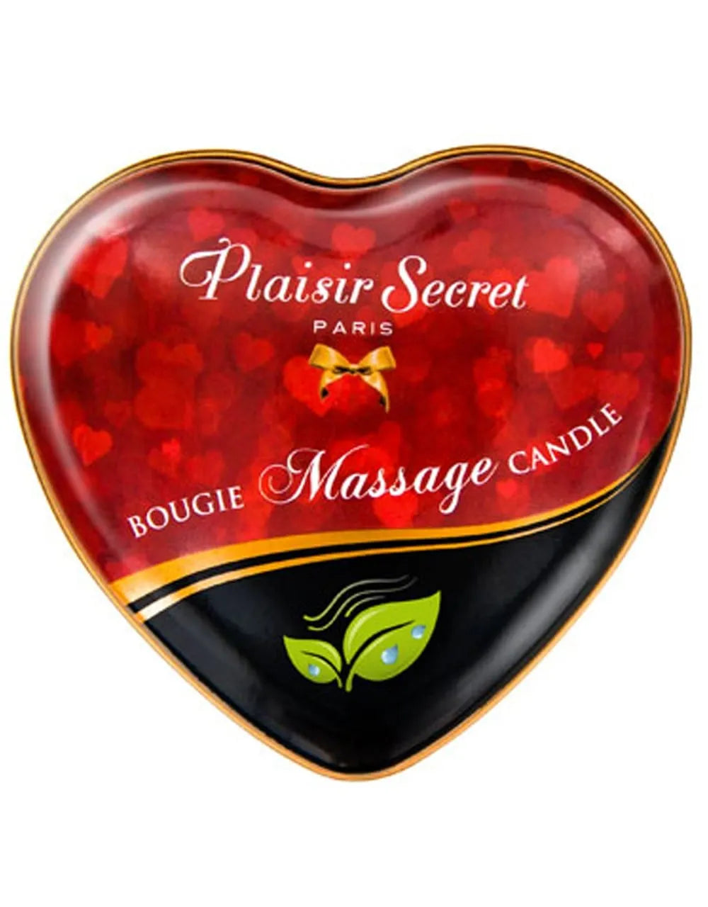 Bougie massage cœur rouge et noir, cire naturelle fondue, huile sensuelle, cadeau intime, détente romantique.