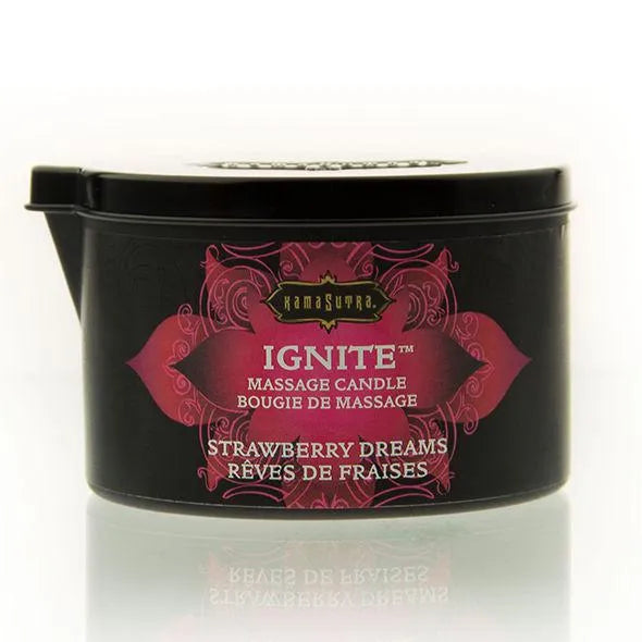 bougie massage érotique parfum fraise huile jus crème fraîche beurre karité vitamine E cire tiède sensation chaleur sensualité