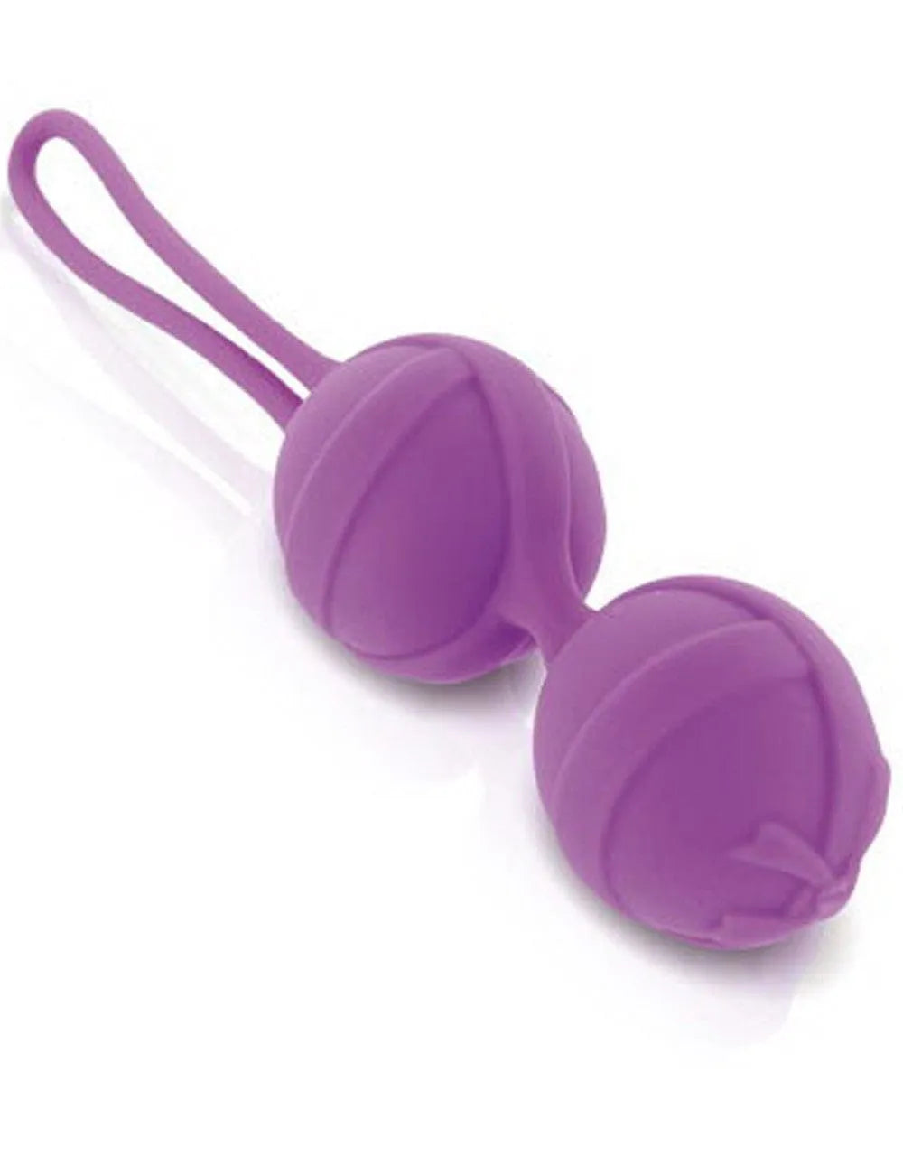 Boules Geisha violettes en silicone souple, forme sphérique, idéales pour stimulation et rééducation périnéale.